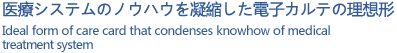 医療システムのノウハウを凝縮した電子カルテの理想形 Ideal form of care card that condenses knowhow of medical treatment system